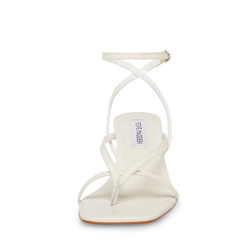 White Steve Madden Alaina Leather Women's Heels Sandals | PH 6458T16I